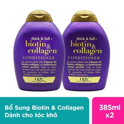 OGX Combo Ogx (Dầu Gội Bổ Sung Biotin Collagen Cho Tóc 385ml & Dầu Xả Bổ Sung Biotin Collagen Cho Tóc 385ml)