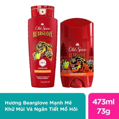 OLD SPICE Combo Old Spice Bearglove (Tắm Gội 2in1 473ml & Sáp Khử Mùi 73g )