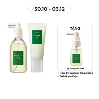 AROMATICA Combo Aromatica (Tẩy Tế Bào Chết Da Đầu Chiết Xuất Hương Thảo 165ml & Xịt Dưỡng Tóc Chiết Xuất Hương Thảo 100ml )