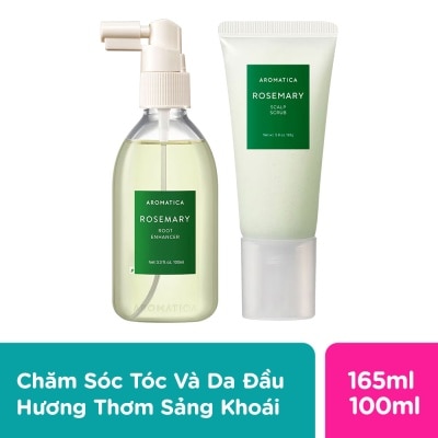 AROMATICA Combo Aromatica (Tẩy Tế Bào Chết Da Đầu Chiết Xuất Hương Thảo 165ml & Xịt Dưỡng Tóc Chiết Xuất Hương Thảo 100ml )