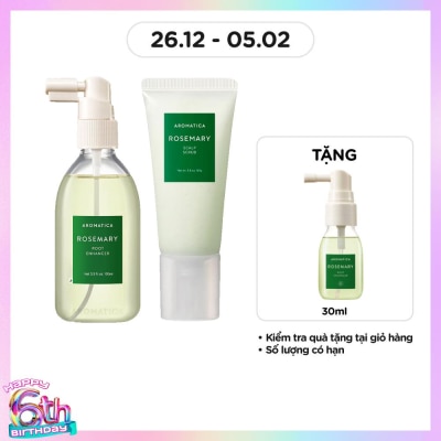 AROMATICA Combo Aromatica (Tẩy Tế Bào Chết Da Đầu Chiết Xuất Hương Thảo 165ml & Xịt Dưỡng Tóc Chiết Xuất Hương Thảo 100ml )