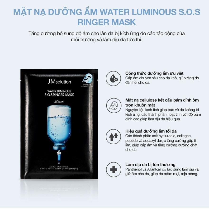 Mặt Nạ JMsolution Dịu Da Water Luminous S.O.S Ringer Mask Black 35ml