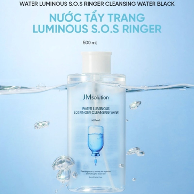Nước Tẩy Trang JMsolution Làm Sạch Và Cấp Ẩm Water Luminous S.O.S Ringer Cleansing Water Black 500ml