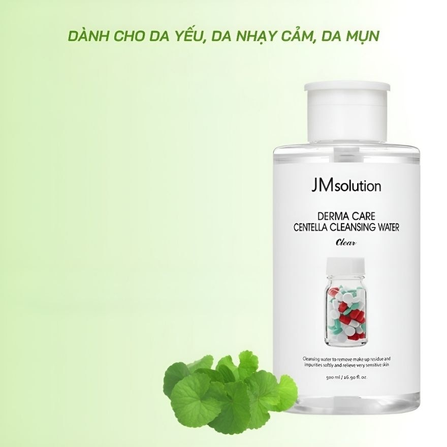 Nước Tẩy Trang JMsolution Cho Da Dầu Mụn Derma Care Centella Cleansing Water Clear 500ml