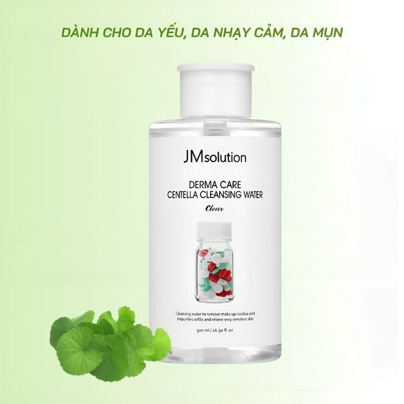 Nước Tẩy Trang JMsolution Cho Da Dầu Mụn Derma Care Centella Cleansing Water Clear 500ml