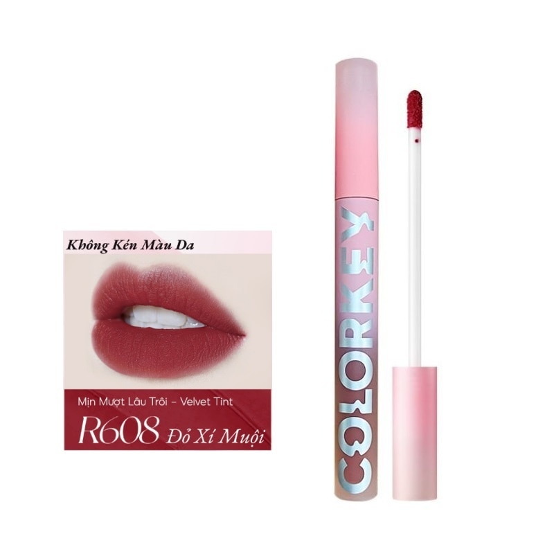 Son Kem Colorkey Airy Velvet Lip Lacquer 1.7g .#R608 Trà Cam Đào (Pink Diamond)