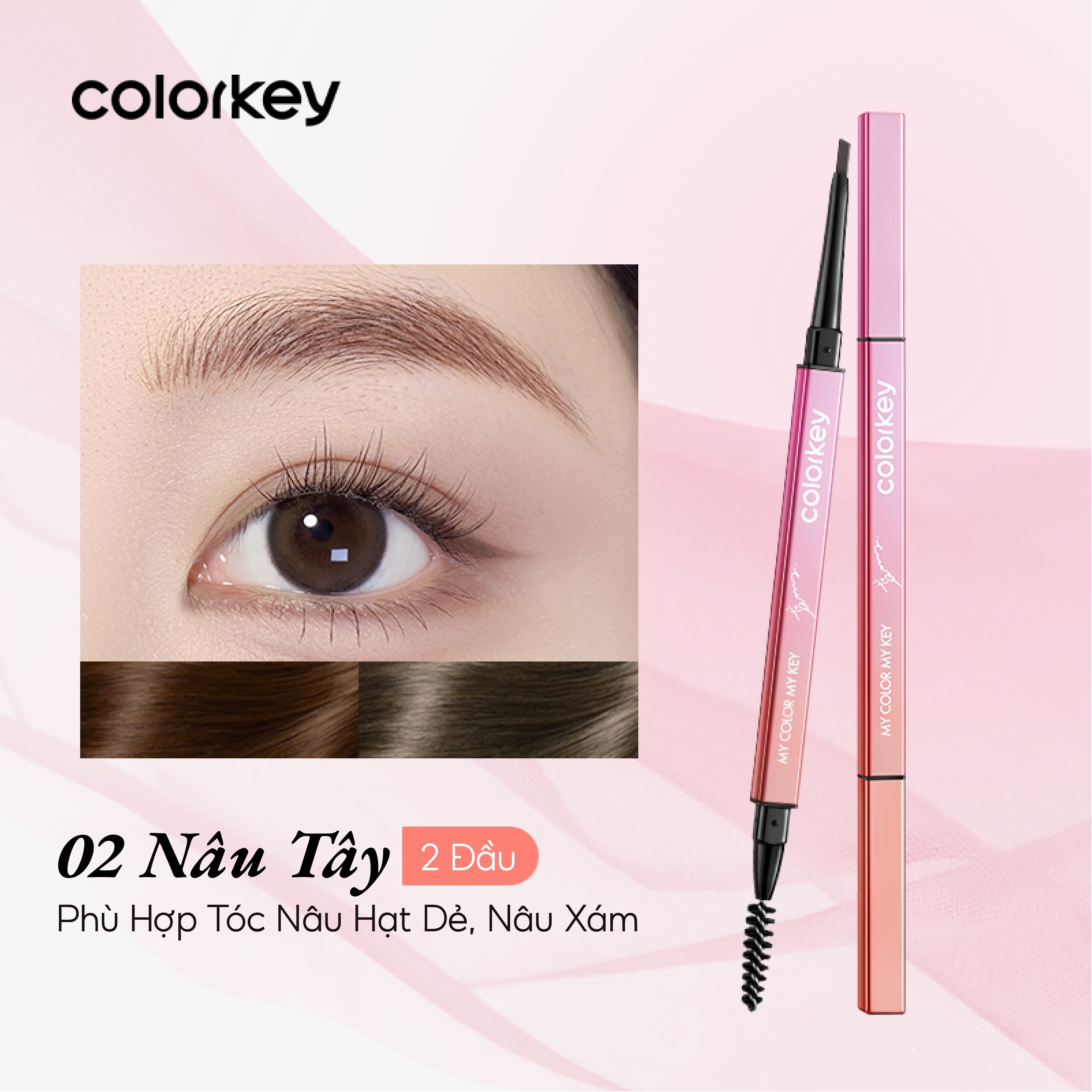 Chì Kẻ Mày Colorkey The Rapid Eyebrow Pencil 0.07g .#02 Earth Brown