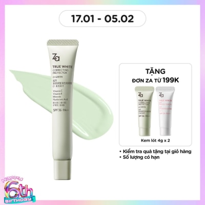 ZA Kem Lót Nâng Tông Chống Nắng ZA True White Glowing Protector SPF36 PA++ 35g .#01 Green