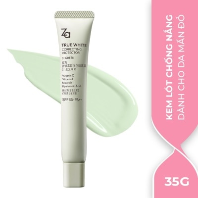 ZA Kem Lót Nâng Tông Chống Nắng ZA True White Glowing Protector SPF36 PA++ 35g .#01 Green