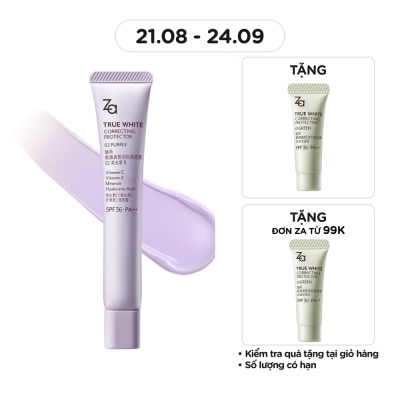 ZA Kem Lót Nâng Tông Chống Nắng ZA True White Glowing Protector SPF36 PA++ 35g .#02 Purple