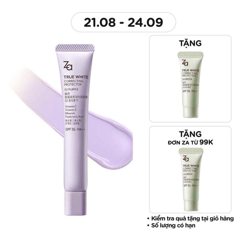 Kem Lót Nâng Tông Chống Nắng ZA True White Glowing Protector SPF36 PA++ 35g .#02 Purple