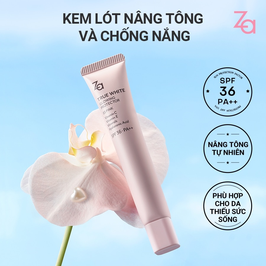 True White Glowing Protector SPF36 PA++ 35g .#03 Pink