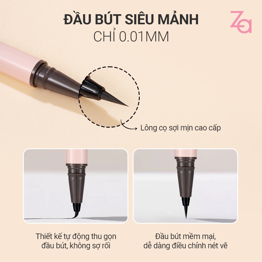 Bút Kẻ Mắt Nước ZA Glid On Liquid Eyeliner 0.5g