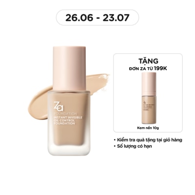 ZA Kem Nền ZA Instant Invisible Oil Control Liquid Foundation 25ml .#PO0W