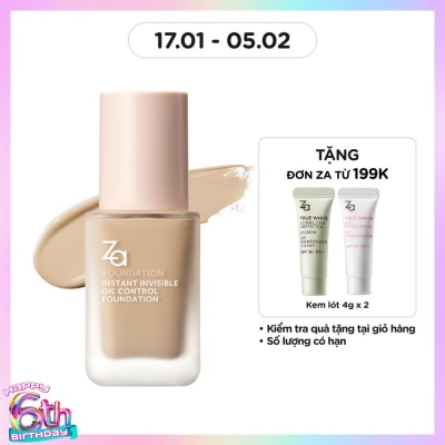 ZA Kem Nền ZA Instant Invisible Oil Control Liquid Foundation 25ml .#OC10