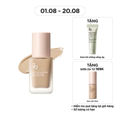 ZA Instant Invisible Oil Control Liquid Foundation 25ml .#OC10