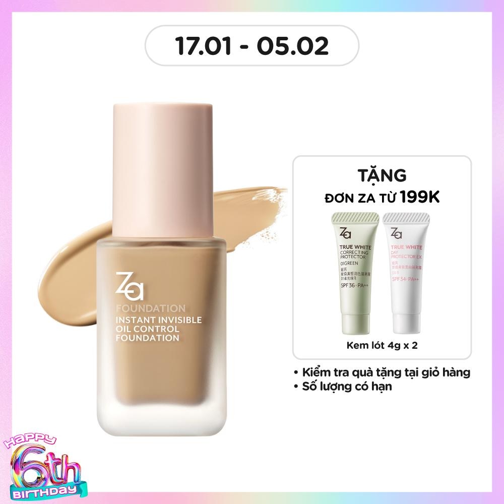 Kem Nền ZA Instant Invisible Oil Control Liquid Foundation 25ml .#OC20