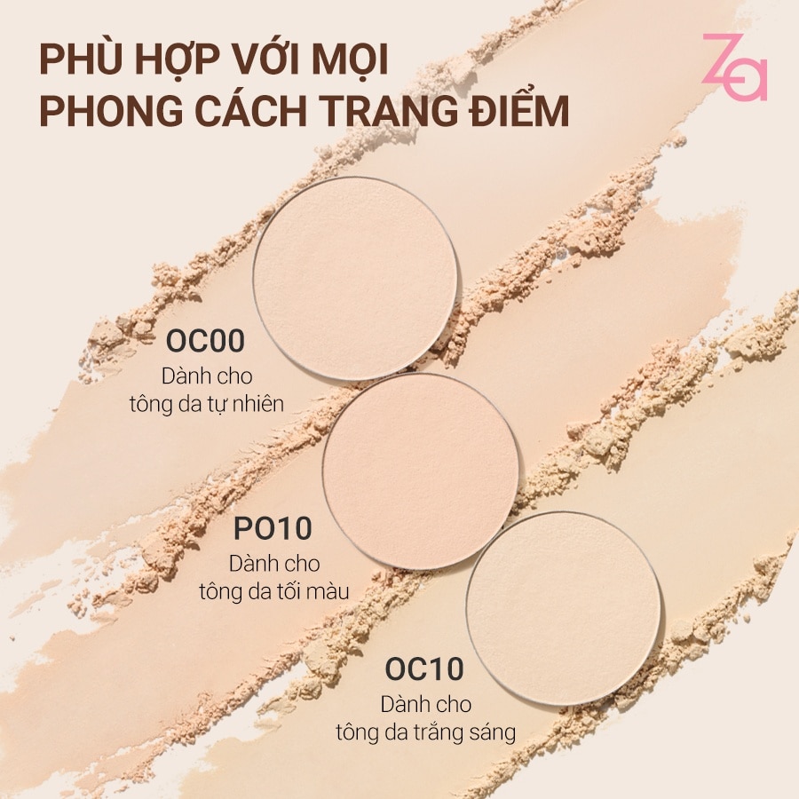 Phấn Phủ ZA Instant Invisible Oil Control Powder Foundation 7g .#OC00