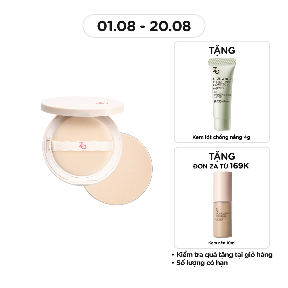 Phấn Phủ ZA Instant Invisible Oil Control Powder Foundation 7g .#OC10