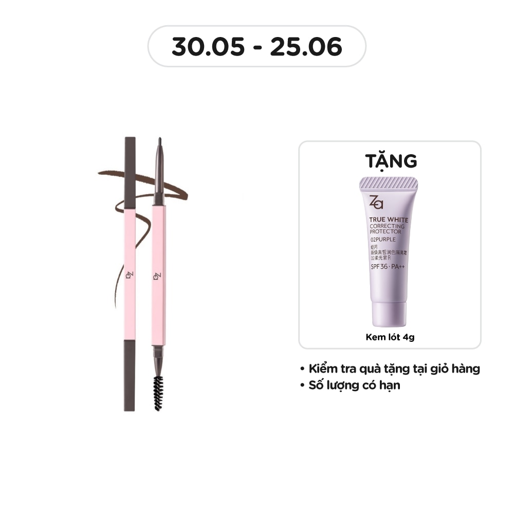 Chì Kẻ Mày 2 Đầu ZA Detail Stroking Precious Eyebrow Liner 0.1g .#BR770 Mocha Brown