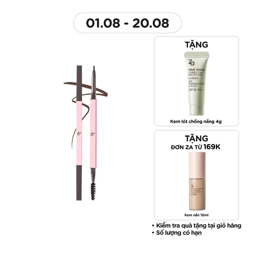 Chì Kẻ Mày 2 Đầu ZA Detail Stroking Precious Eyebrow Liner 0.1g .#BR770 Mocha Brown