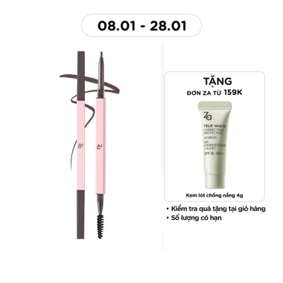 ZA Chì Kẻ Mày 2 Đầu ZA Detail Stroking Precious Eyebrow Liner 0.1g .#BR610 Taupe Brown