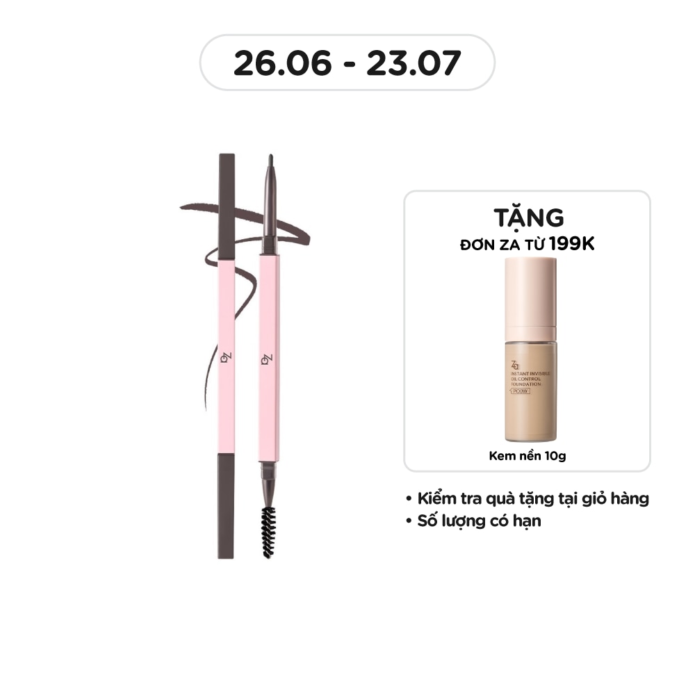 Chì Kẻ Mày 2 Đầu ZA Detail Stroking Precious Eyebrow Liner 0.1g .#BR610 Taupe Brown