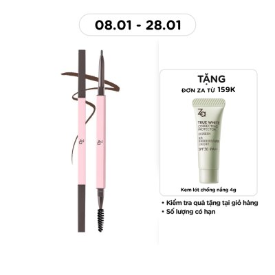 ZA Chì Kẻ Mày 2 Đầu ZA Detail Stroking Precious Eyebrow Liner 0.1g .#BR630 Soft Brown