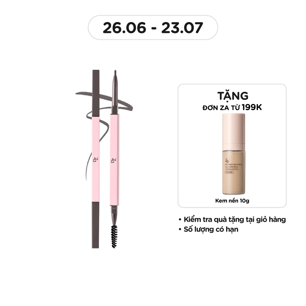 Chì Kẻ Mày 2 Đầu ZA Detail Stroking Precious Eyebrow Liner 0.1g .#GY950 Smoky Gray