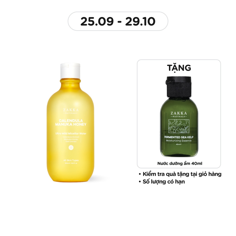 Nước Tẩy Trang Zakka Naturals Calendula Manuka Honey Ultra Mild Micellar Water 500ml