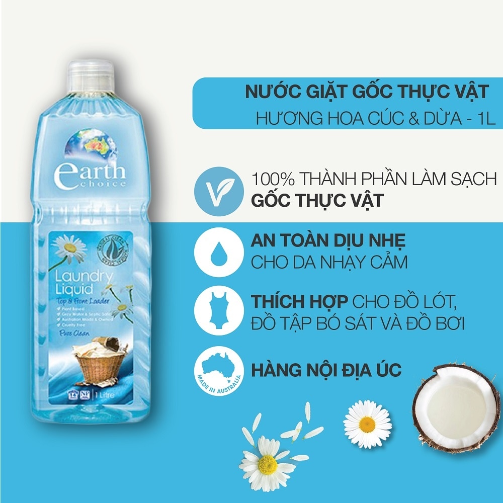 Nước Giặt Earth Choice Pure Clean 1L