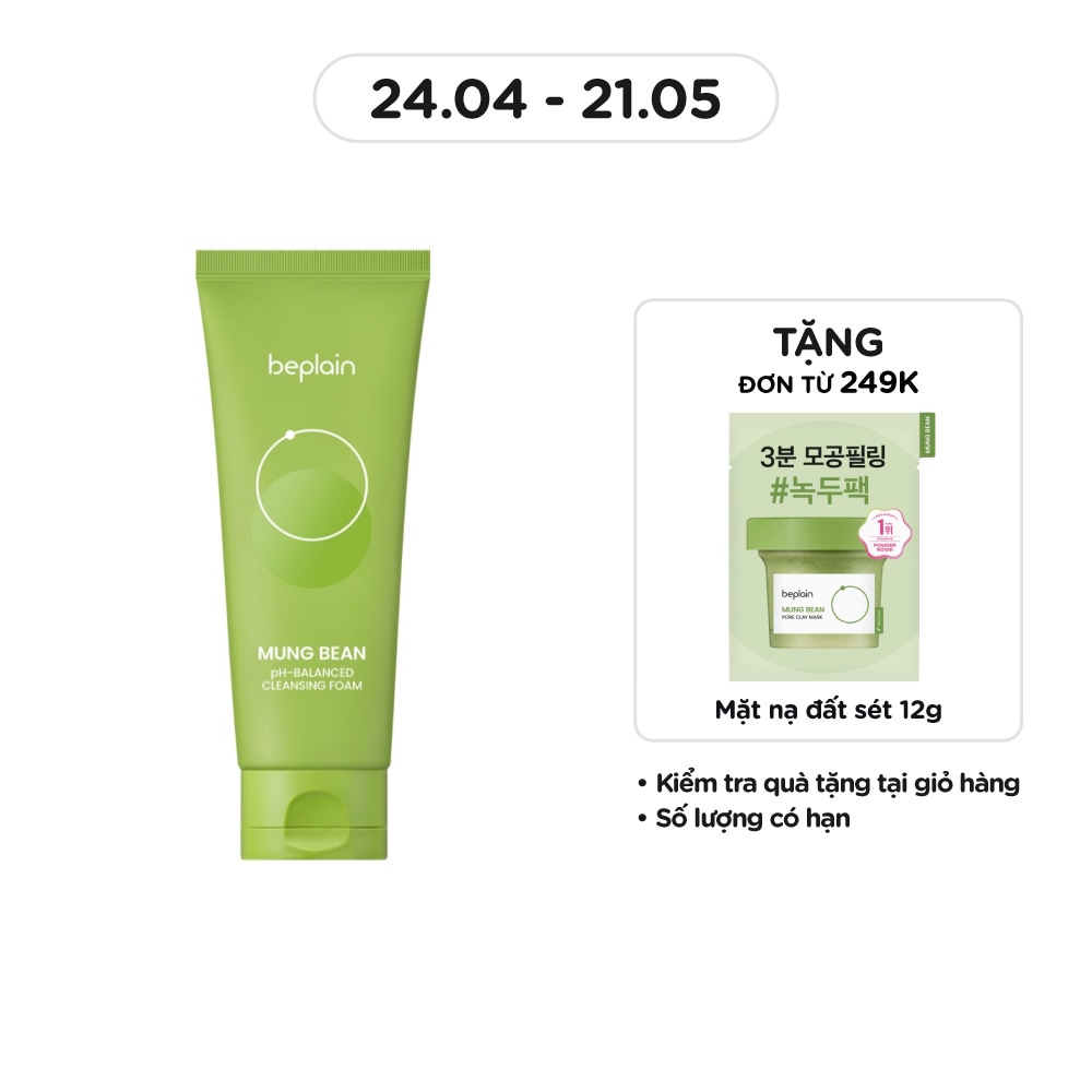 Sữa Rửa Mặt Beplain Mung Bean pH-Balanced Cleansing Foam 160ml