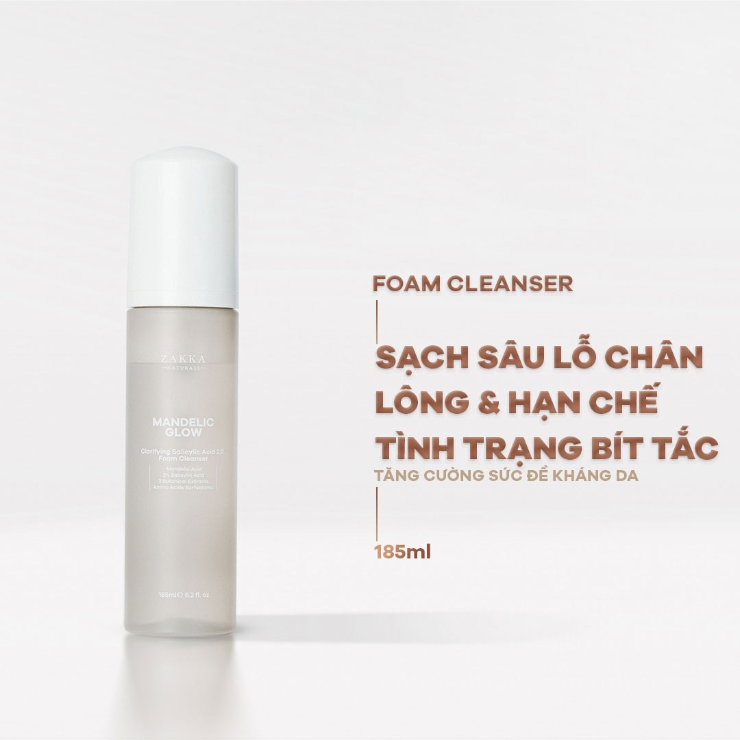 Sữa Rửa Mặt Zakka Naturals Clarifying Salicylic Acid 2.0 Foam Cleanser 185ml