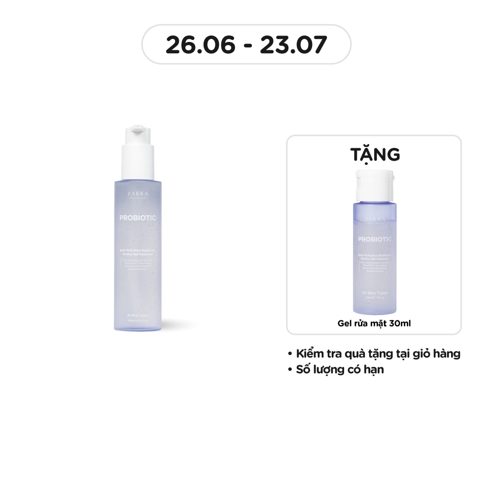 Gel Rửa Mặt Zakka Naturals Anti-Pollution Radiance Amino Gel Clenaser 150ml