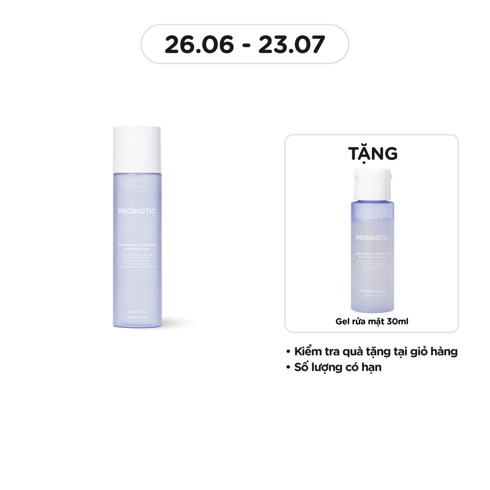 Nước Cân Bằng Zakka Naturals Anti-Pollution & Hydrating Dual Effect Toner 150ml