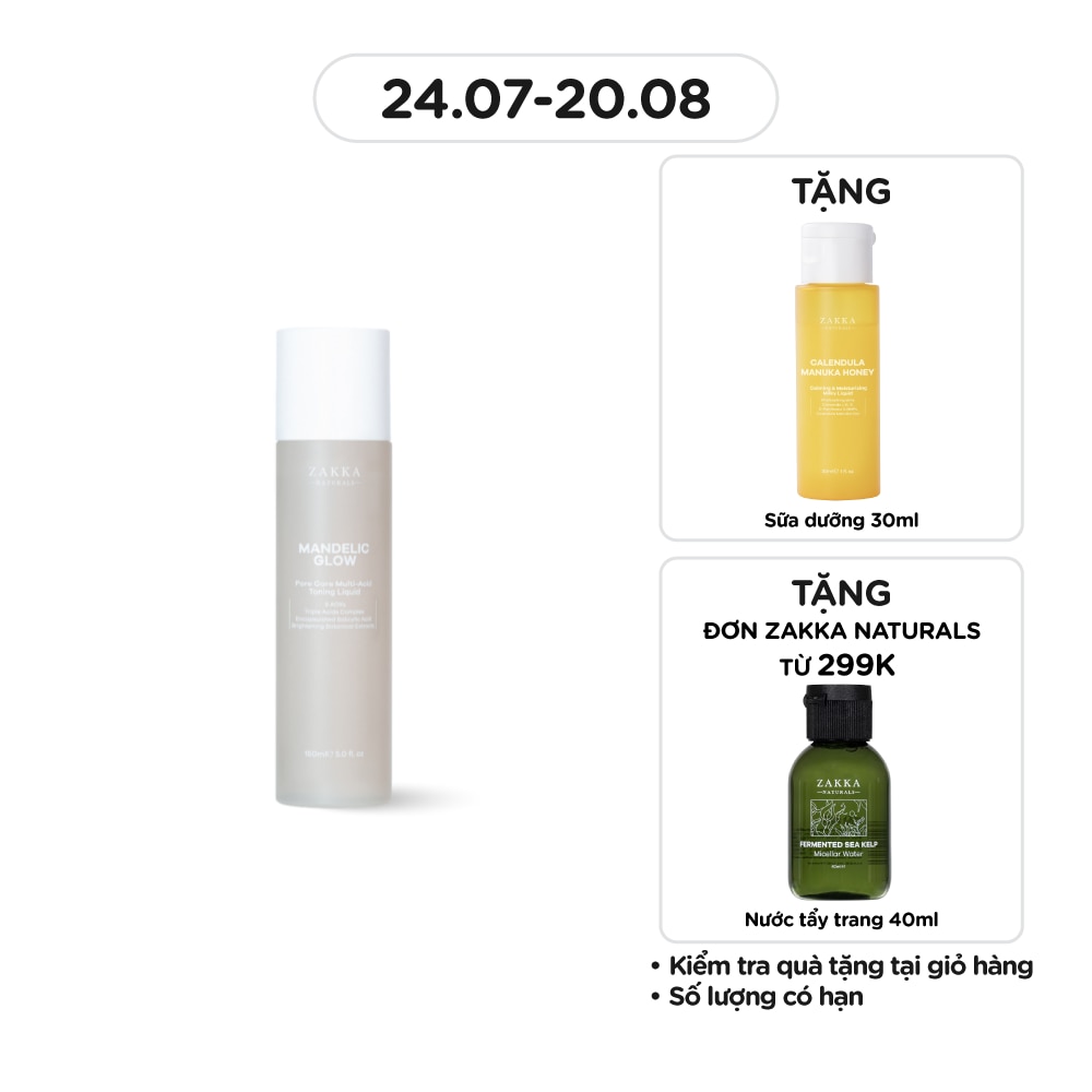 Toner Tẩy Da Chết Zakka Naturals Pore Care Multi-Acid Toning Liquid 150ml