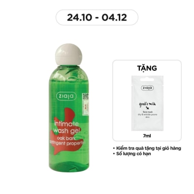 ZIAJA Dung Dịch Vệ Sinh Ziaja Vỏ Sồi Intimate Wash Gel Oak Bark Astringent Properties 200ml