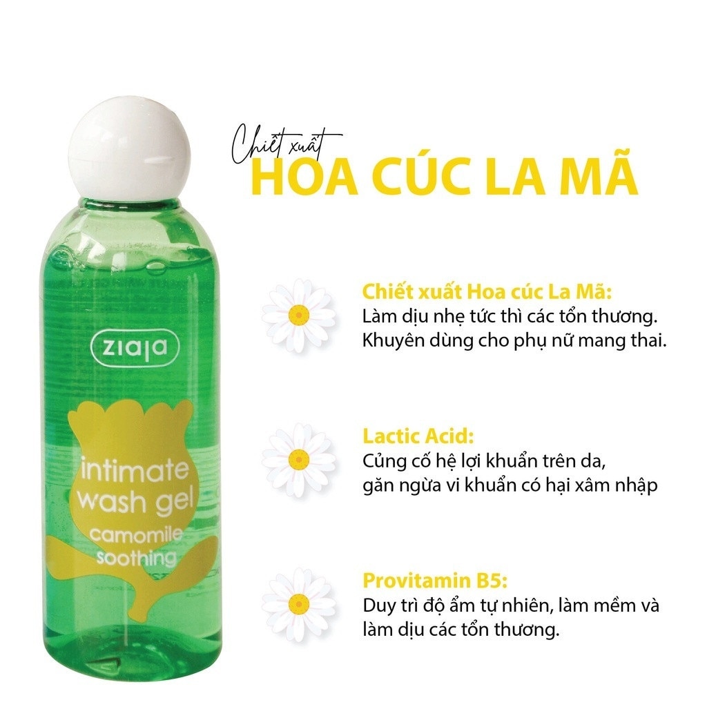 Dung Dịch Vệ Sinh Ziaja Cúc La Mã Intimate Wash Gel Camomile Soothing 200ml