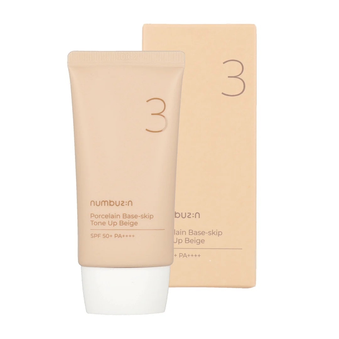 Kem Chống Nắng Nâng Tone Numbuzin No.3 Porcelain Base-Skip Tone Up Beige SPF50+ PA++++ 50ml