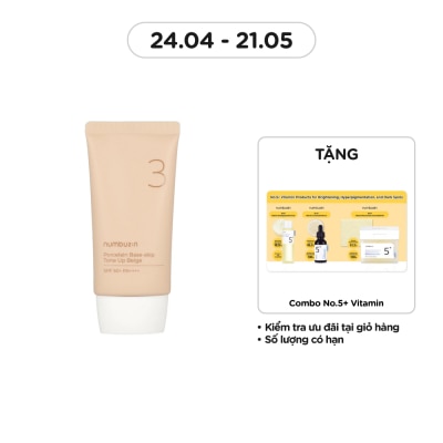 NUMBUZIN Kem Chống Nắng Nâng Tone Numbuzin No.3 Porcelain Base-Skip Tone Up Beige SPF50+ PA++++ 50ml