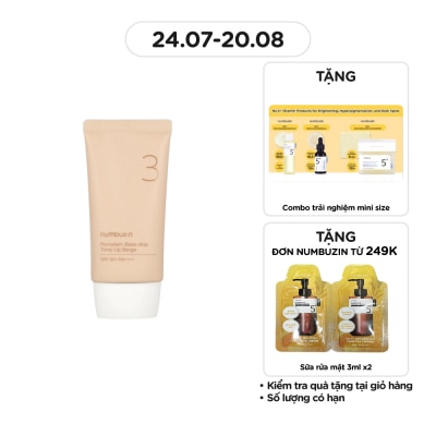 NUMBUZIN No.3 Porcelain Base-Skip Tone Up Beige SPF50+ PA++++ 50ml