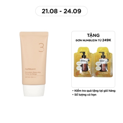 NUMBUZIN Kem Chống Nắng Nâng Tone Numbuzin No.3 Porcelain Base-Skip Tone Up Beige SPF50+ PA++++ 50ml