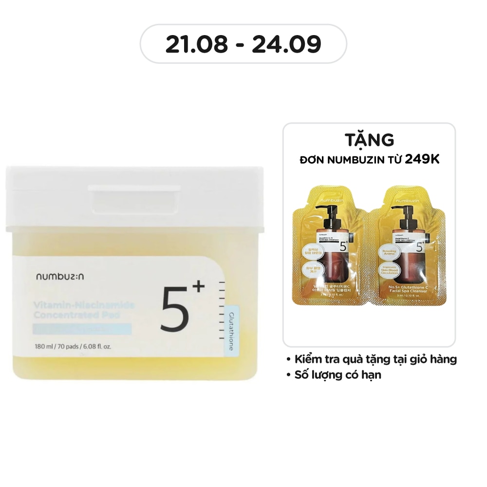 Nước Hoa Hồng Dạng Miếng Numbuzin No.5 Vitamin-Niacinamide Concentrated Pad 180ml (70Pcs)