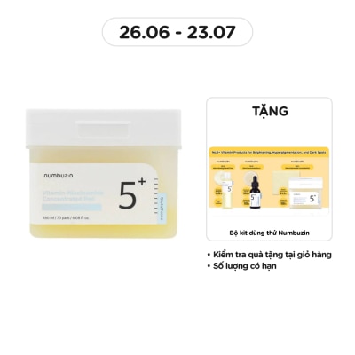 NUMBUZIN Nước Hoa Hồng Dạng Miếng Numbuzin No.5 Vitamin-Niacinamide Concentrated Pad 180ml (70Pcs)