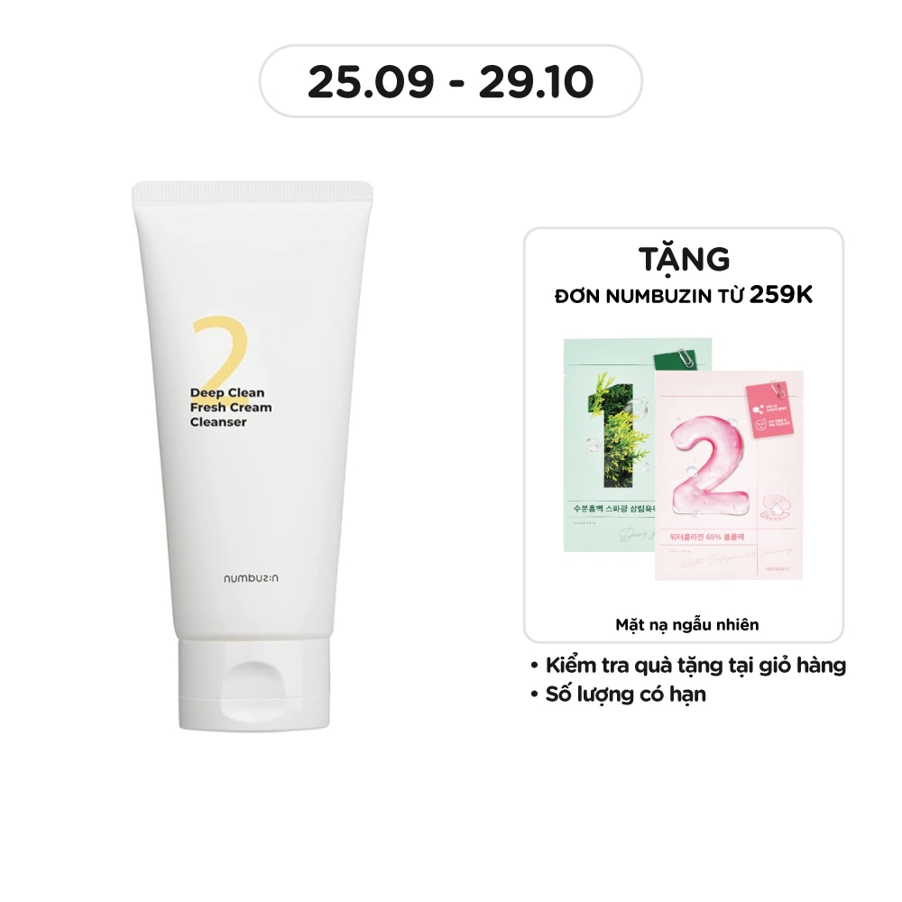 Kem Rửa Mặt Numbuzin Làm Sạch Sâu No.2 Deep Clean Fresh Cream Cleanser 120ml