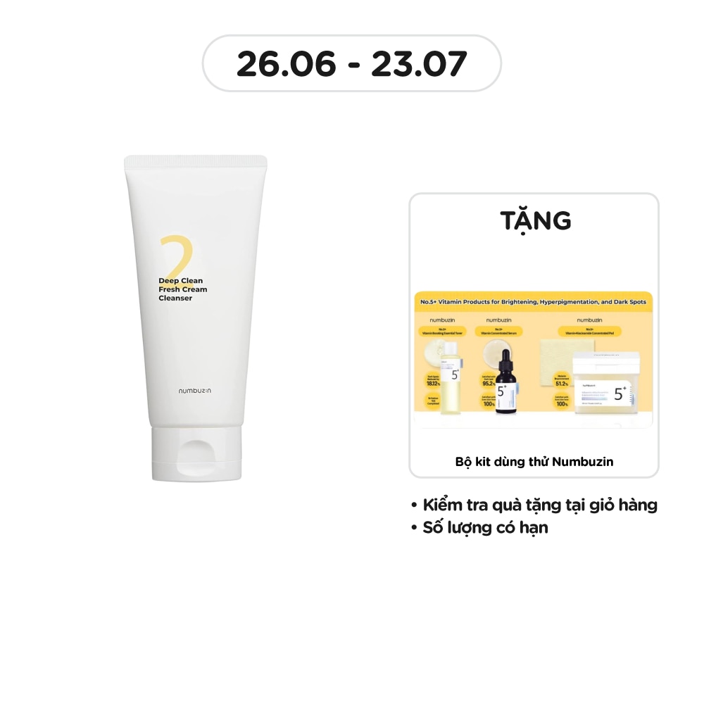 Kem Rửa Mặt Numbuzin Làm Sạch Sâu No.2 Deep Clean Fresh Cream Cleanser 120ml