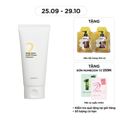 NUMBUZIN Kem Rửa Mặt Numbuzin Làm Sạch Sâu No.2 Deep Clean Fresh Cream Cleanser 120ml