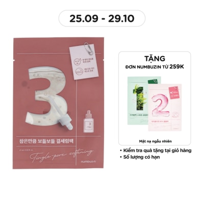 NUMBUZIN Mặt Nạ Numbuzin Thu Nhỏ Lỗ Chân Lông No.3 Tingle-Pore Softening Sheet Mask 27ml