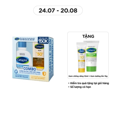 CETAPHIL Combo Cetaphil (Sữa Rửa Mặt Gentle Skin Cleanser125ml + Gel Chống Nắng Sun SPF50+ Light Gel 50ml)