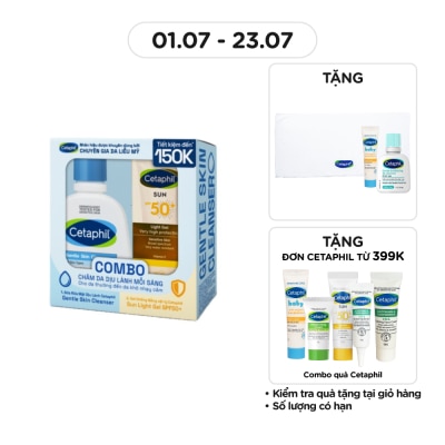 CETAPHIL Combo Cetaphil (Sữa Rửa Mặt Gentle Skin Cleanser125ml + Gel Chống Nắng Sun SPF50+ Light Gel 50ml)